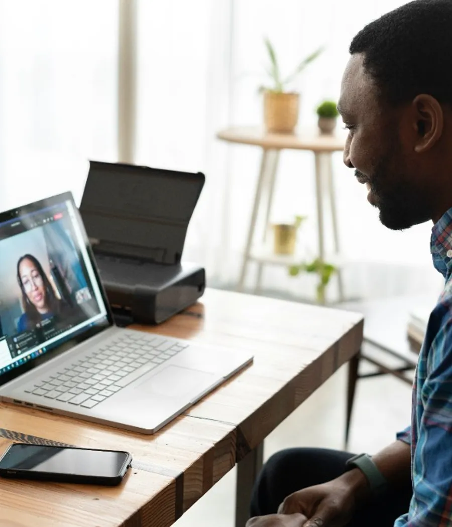 Patient on a video consultation call with a dental professional