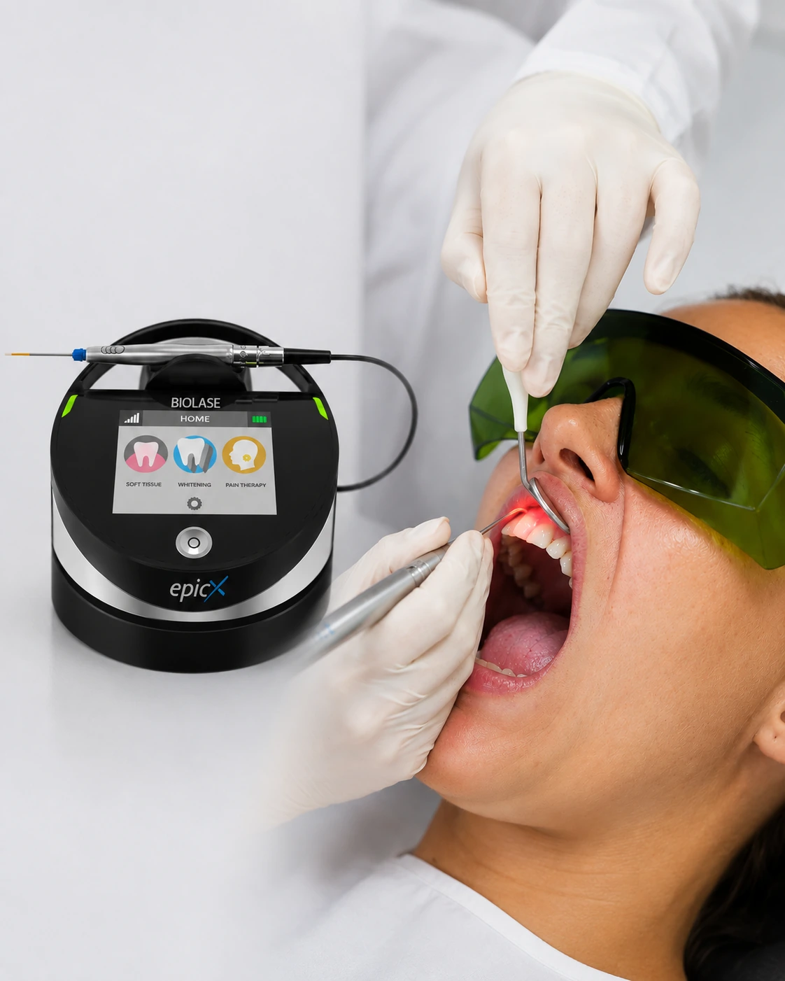Professional in-office light-assisted tooth-whitening treatment